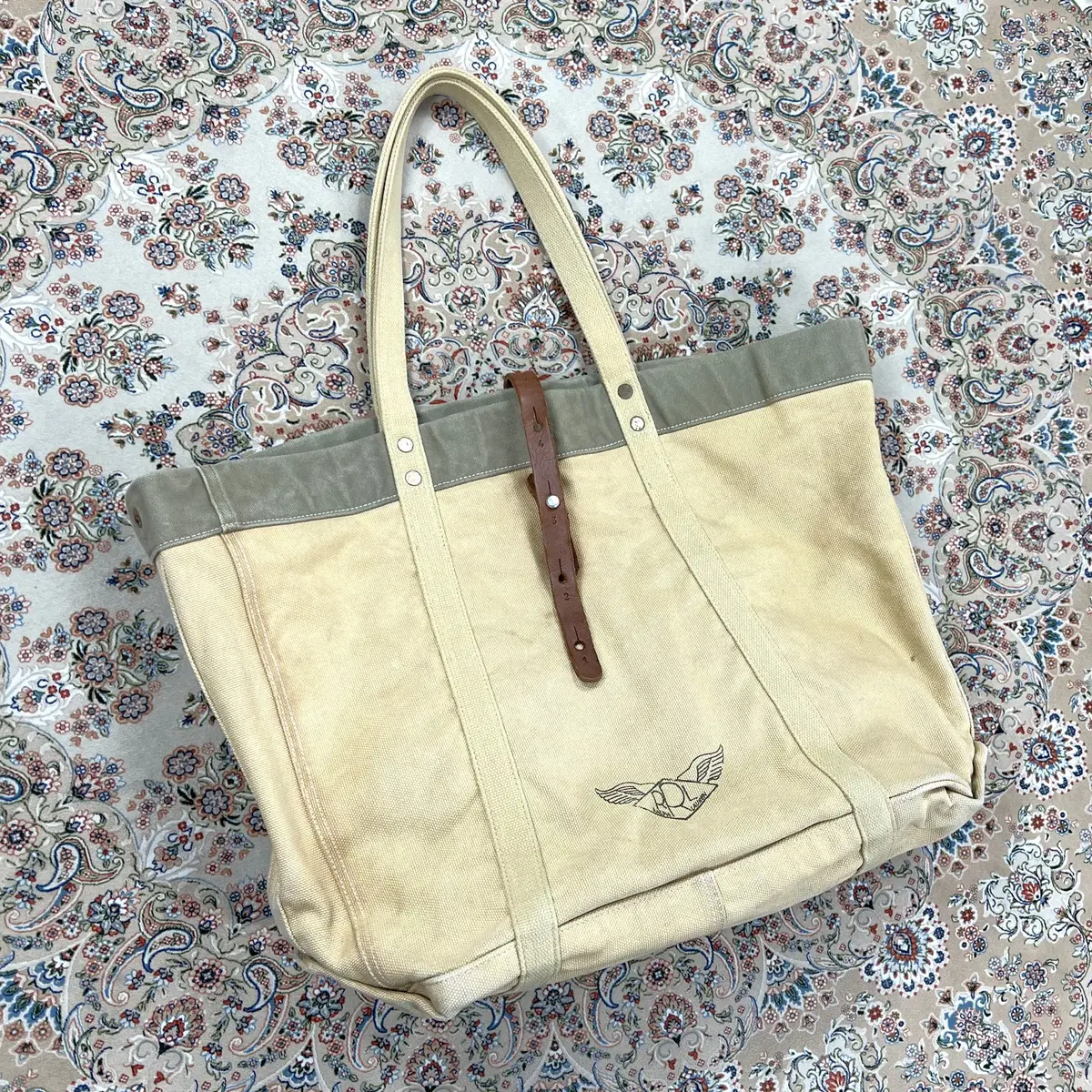 [B-grade, OS] RRL Double Al l Beige Hard Canvas Tote Bag