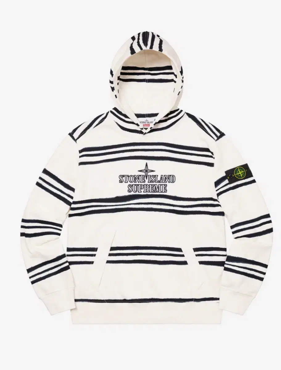 [XL]Stone Island x Supreme Stripe White Hoodie