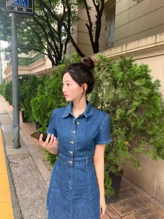 제니오 classic denim mini dress