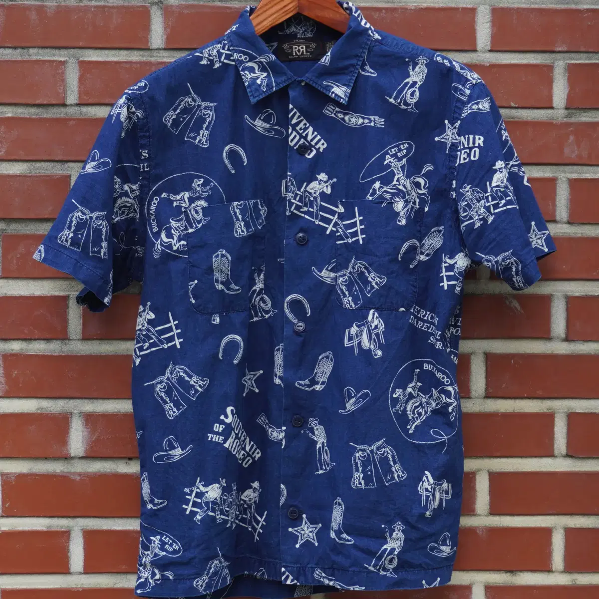 RRL Indigo Rodeo camp shirt