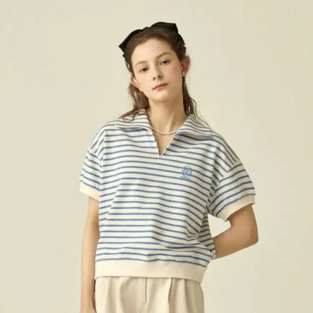 새상품) 론론 stripe collar half t-shirt 스트라이프