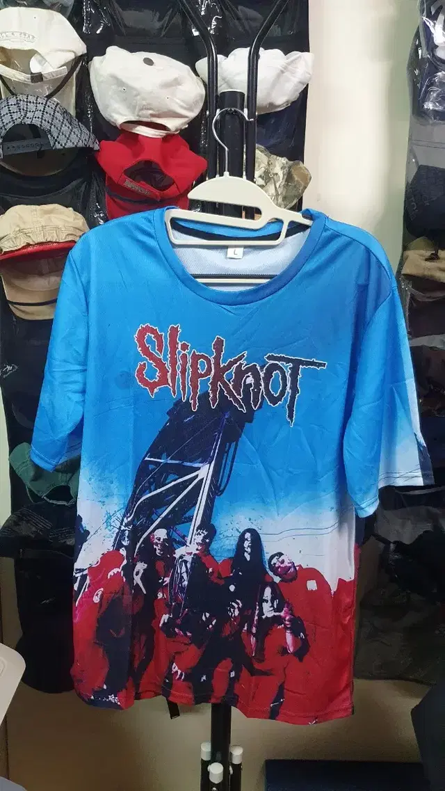 새상품)Slipknot(슬립낫) 3D프린팅 폴리혼방매쉬 반팔티셔츠 L