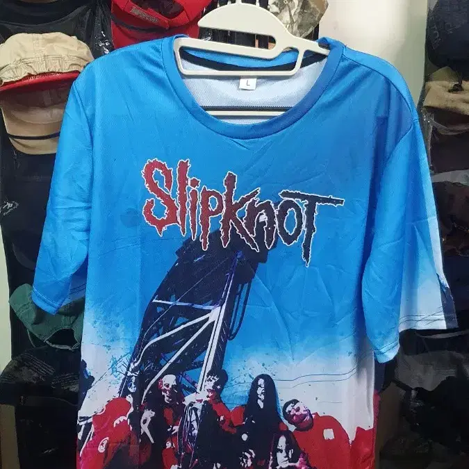 새상품)Slipknot(슬립낫) 3D프린팅 폴리혼방매쉬 반팔티셔츠 L