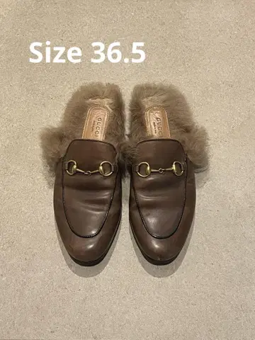 [ 구찌 프린스 다운]가죽 슬리퍼 size 36.5
