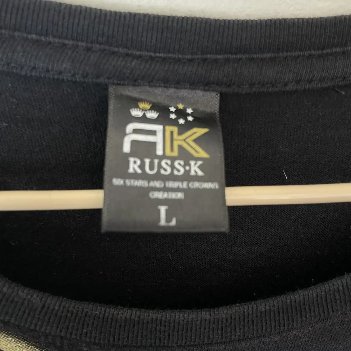 RUSS.K 블랙 글리터프린팅 y2k 반팔 티셔츠 L