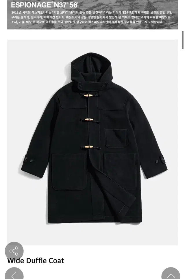 에스피노오나지 코트 Wide Duffle Coat Black