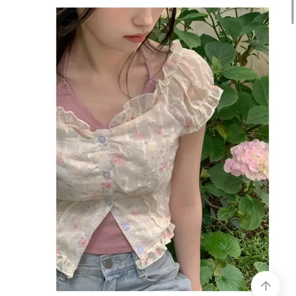 팜므뮤즈 Peach Puff Button Blouse 반팔 블라우스