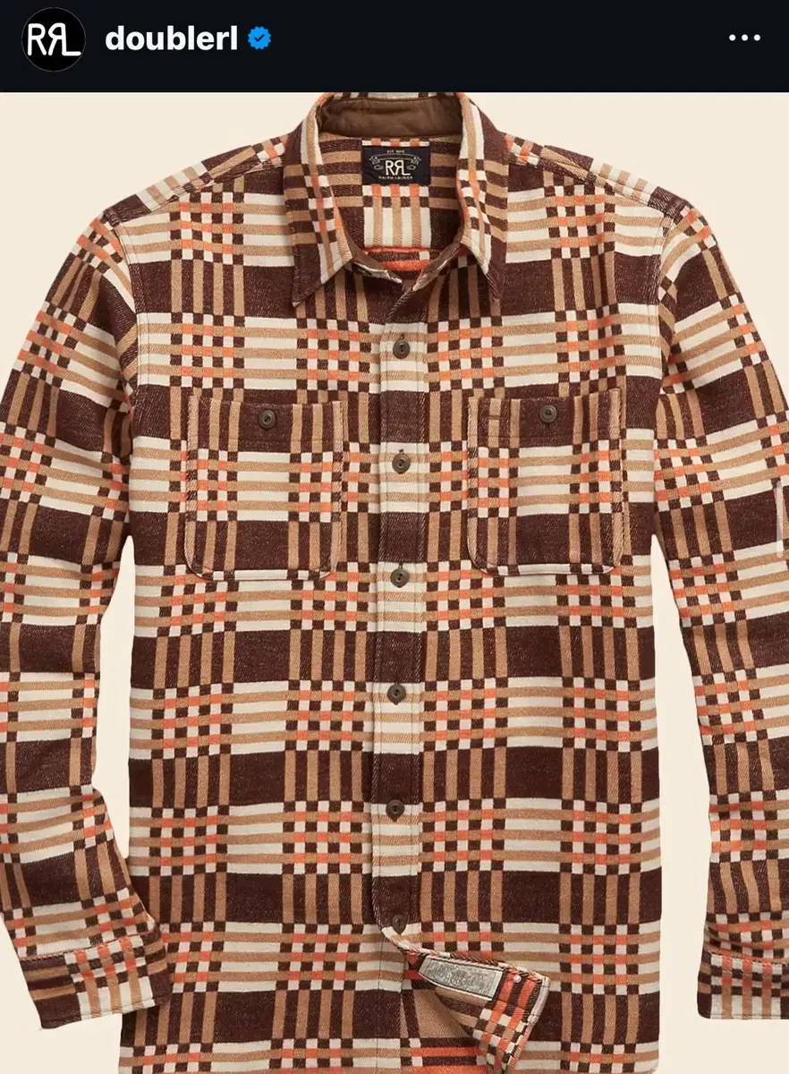 (New)DOUBLE L RRL Plaid Jacquard Work Shirt L