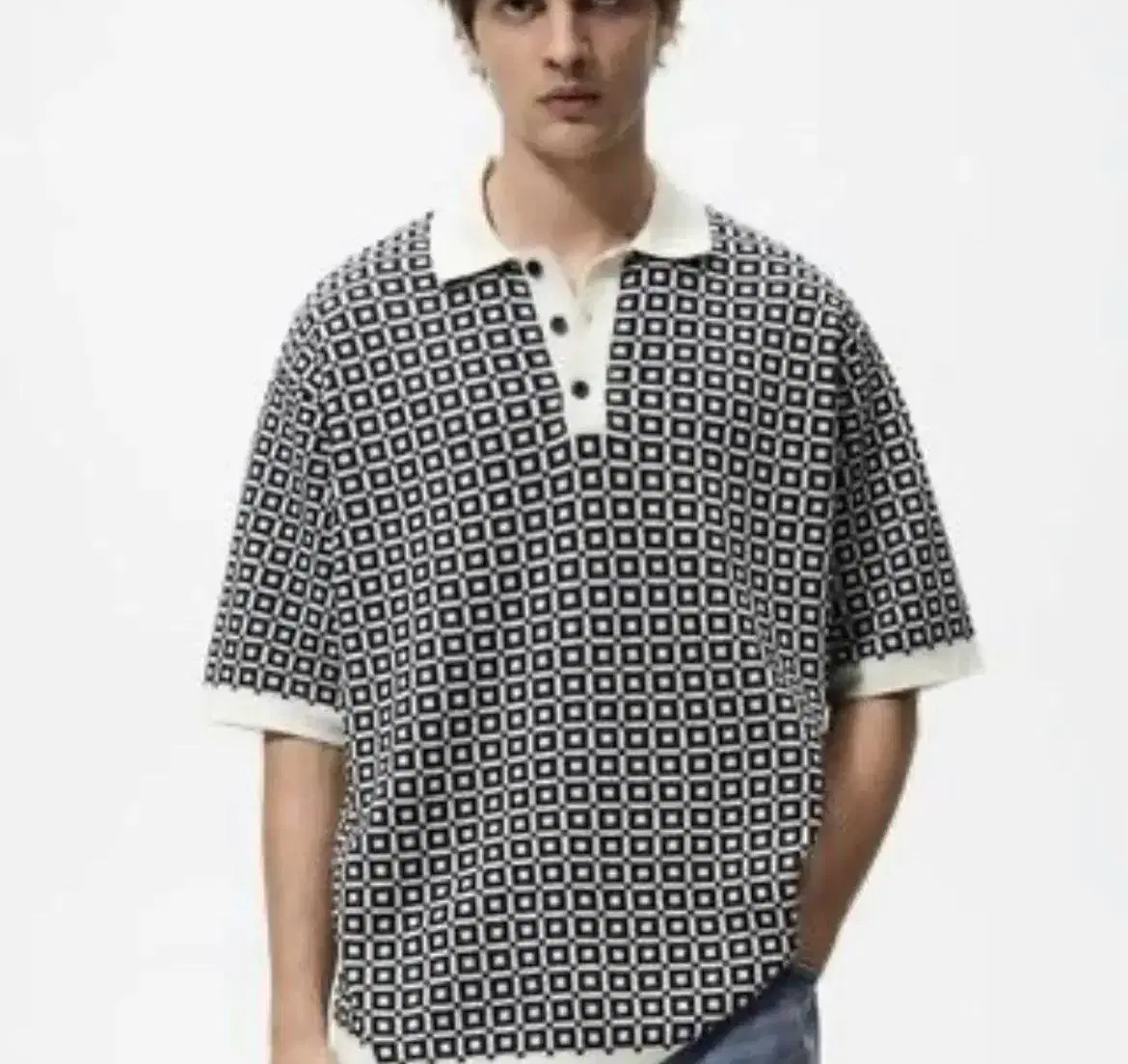 New) Zara Geometric Knit Short Sleeve