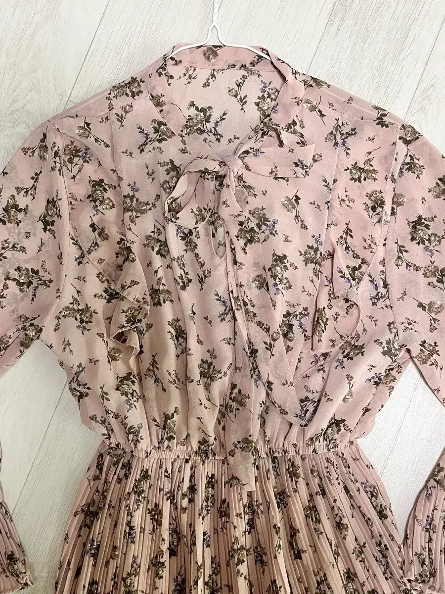 Pink Pink Floral ONEPIECE Long Floral Pleated Skirt Skirt Blouse Vintage