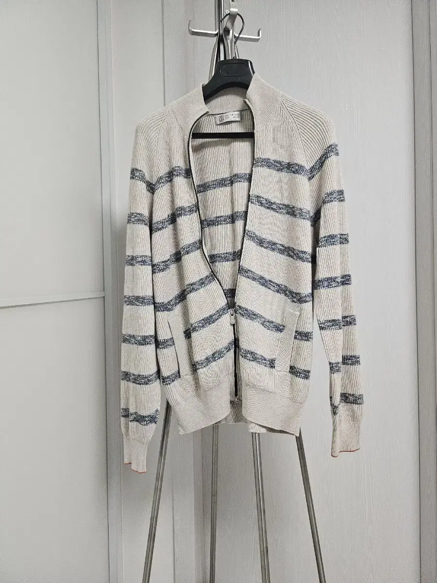 Brunello Cucinelli striped knit zip-up