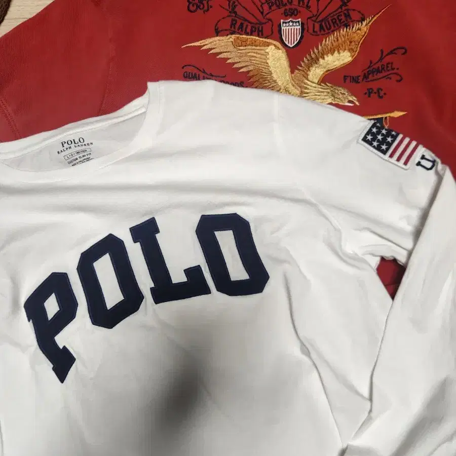 POLO RALPH LAUREN 이글 자수 반팔 카라티 티셔츠 성조기