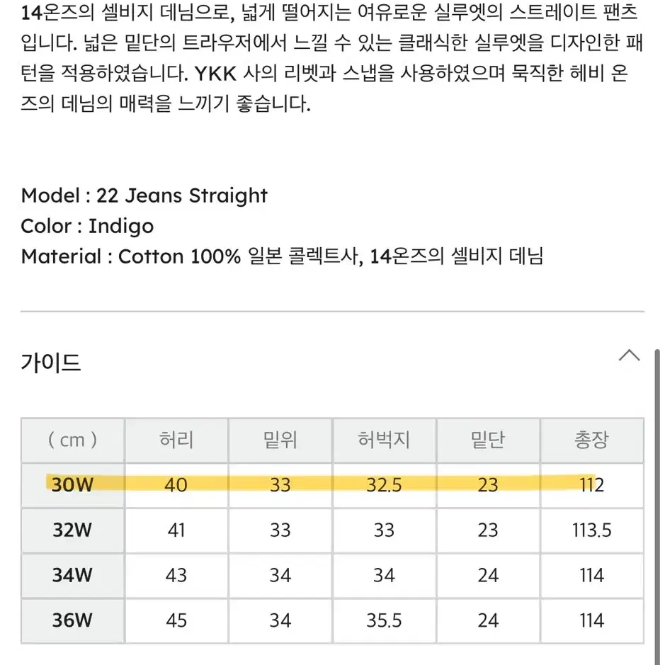 앤유니페어 스트레이트 셀비지 데님