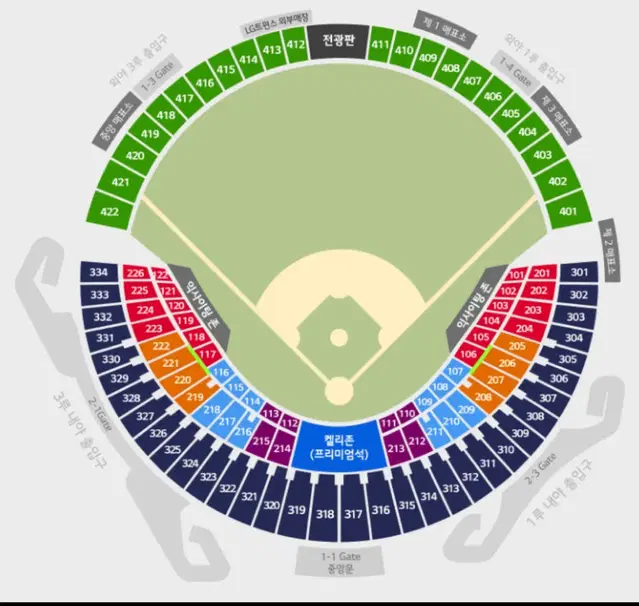 9월26일 잠실 키움 vs Lg 1루 308블럭 4열 네이비 2연석