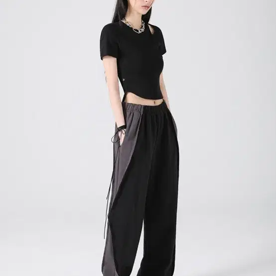 어반드레스 Optical Side Wide Pants BLACK S