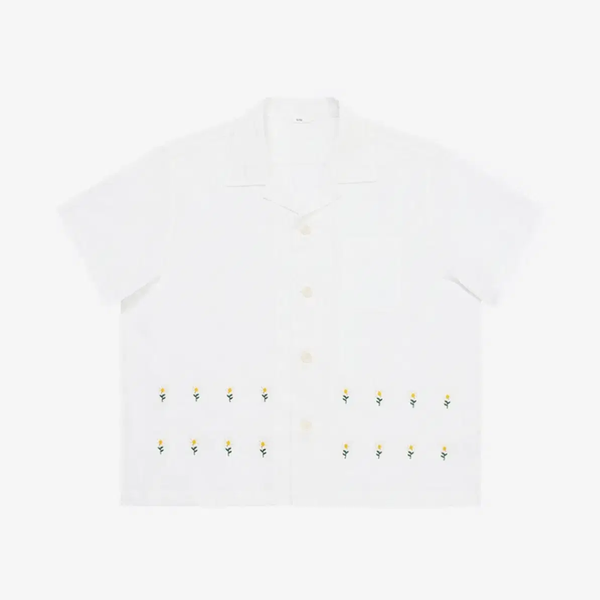 [L] STU Dandelion Embroidery Shirt White