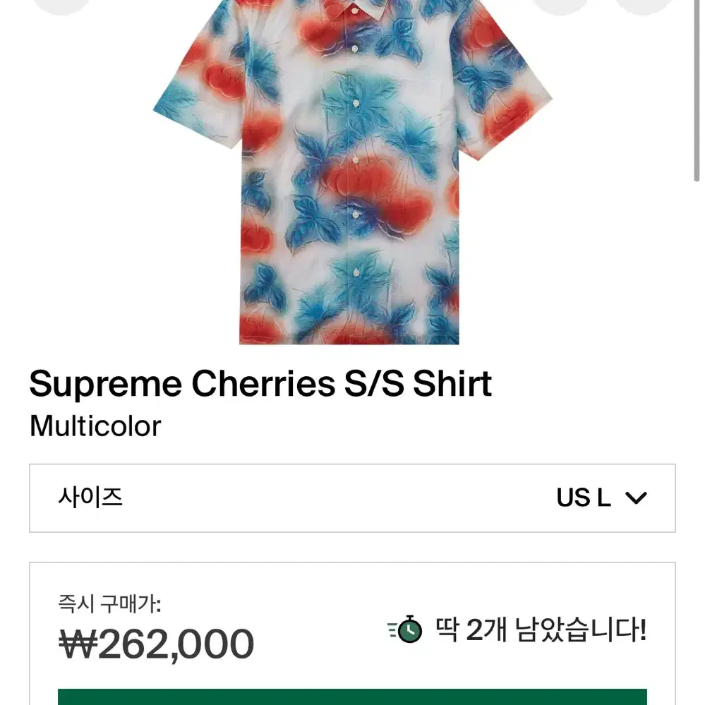 Supreme 슈프림 Cherries S/S 셔츠 L사이즈