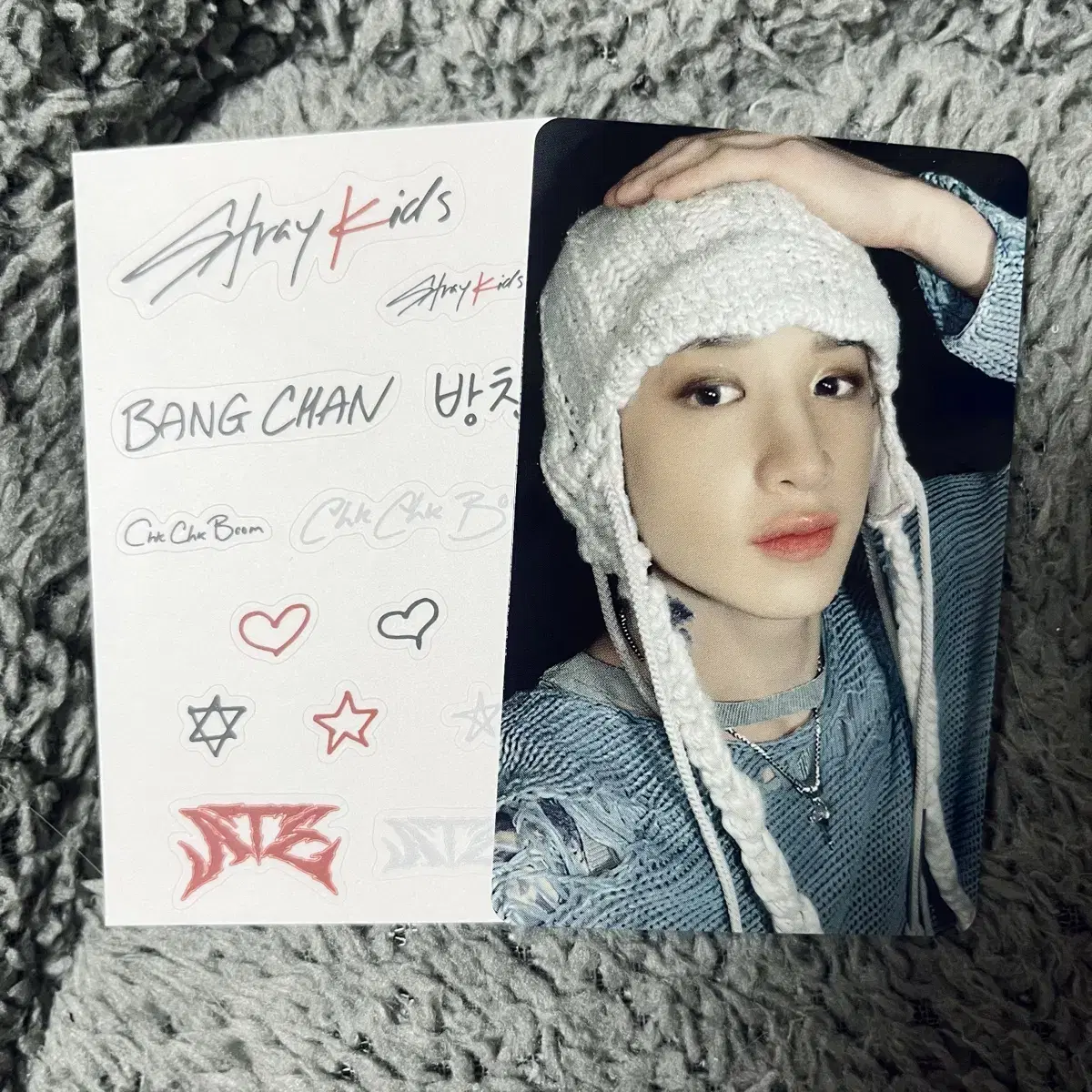 Straykids ATE Jigsaw square version bang chan photocard+stickers