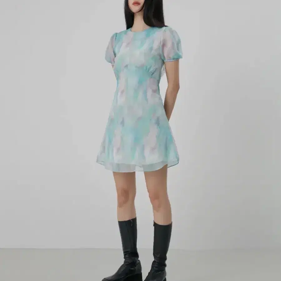 큐리티 선미 원피스 C CHIFFON MINI DRESS_MINT