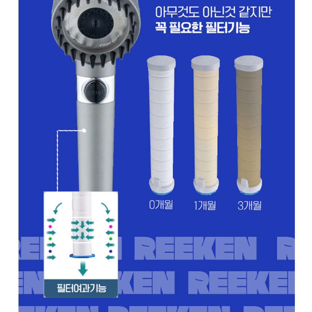 [무배] 3단 샤워 헤드 + 필터 6개 세트 / 여행용 수압 상승