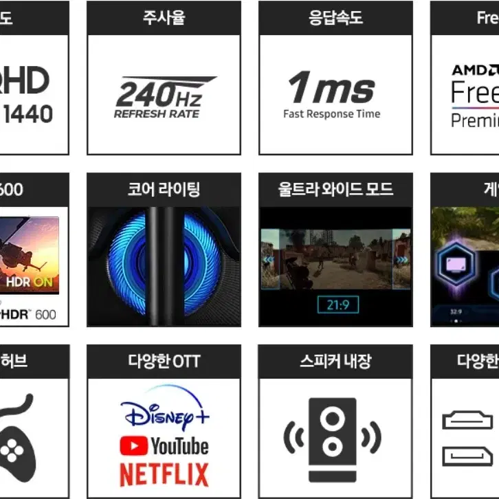 삼성 32인치 QHD 240Hz OTT TV가능 게이밍