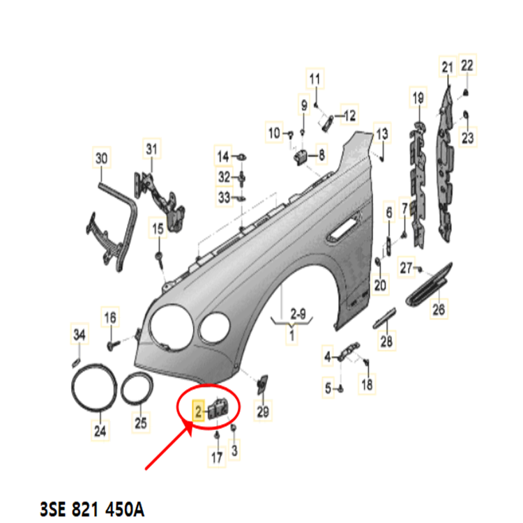 벤틀리 플라잉스퍼 조수석 휀다 펜더 브라켓 3SE821142A 450A