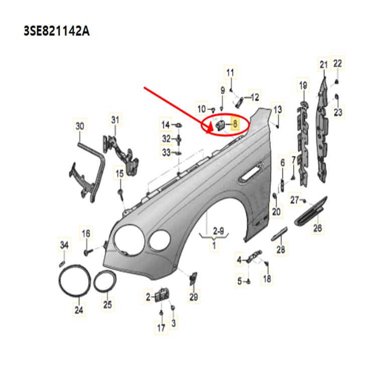 벤틀리 플라잉스퍼 조수석 휀다 펜더 브라켓 3SE821142A 450A