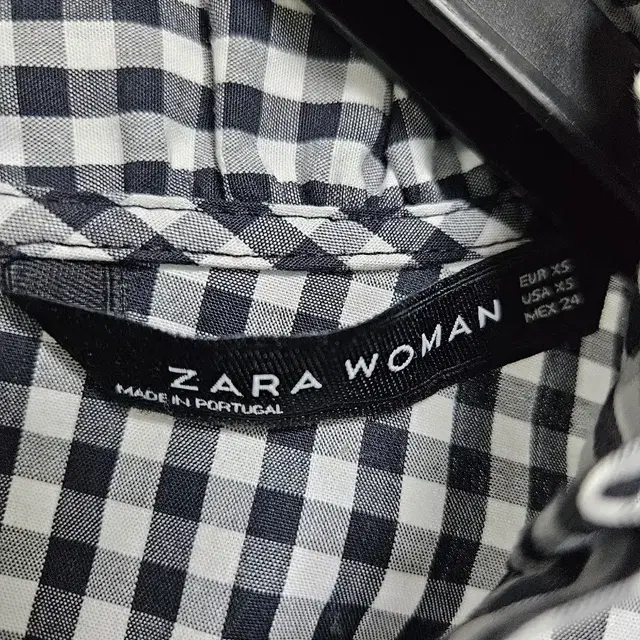 XS 자라우먼 ZARA 체크 러플 블라우스