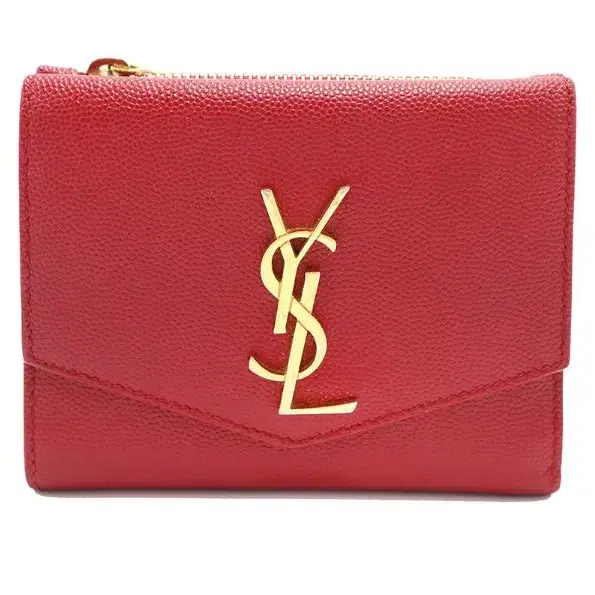 YSL(생로랑) 582296 레드 그랑 드 뿌드르 업타운 플랩 반지갑