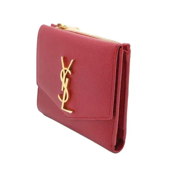 YSL(생로랑) 582296 레드 그랑 드 뿌드르 업타운 플랩 반지갑