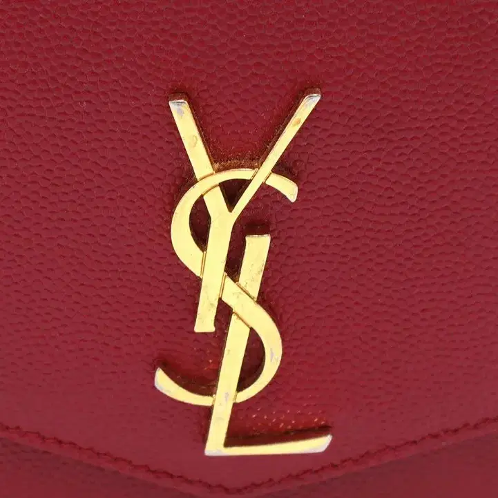 YSL(생로랑) 582296 레드 그랑 드 뿌드르 업타운 플랩 반지갑