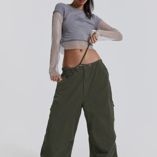 jaded london Khaki Parachute Cargo Pants