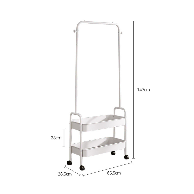 [새상품] 모던 스틸 행거 트롤리 이동식 옷걸이 철제 선반 2단