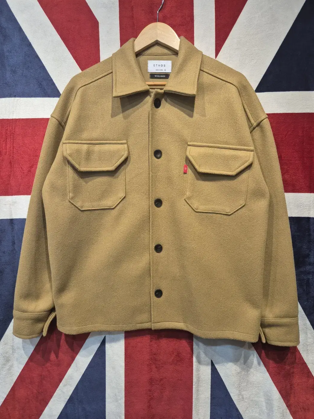 [L] EHTOS Two-Pocket Wool Jacket Camel