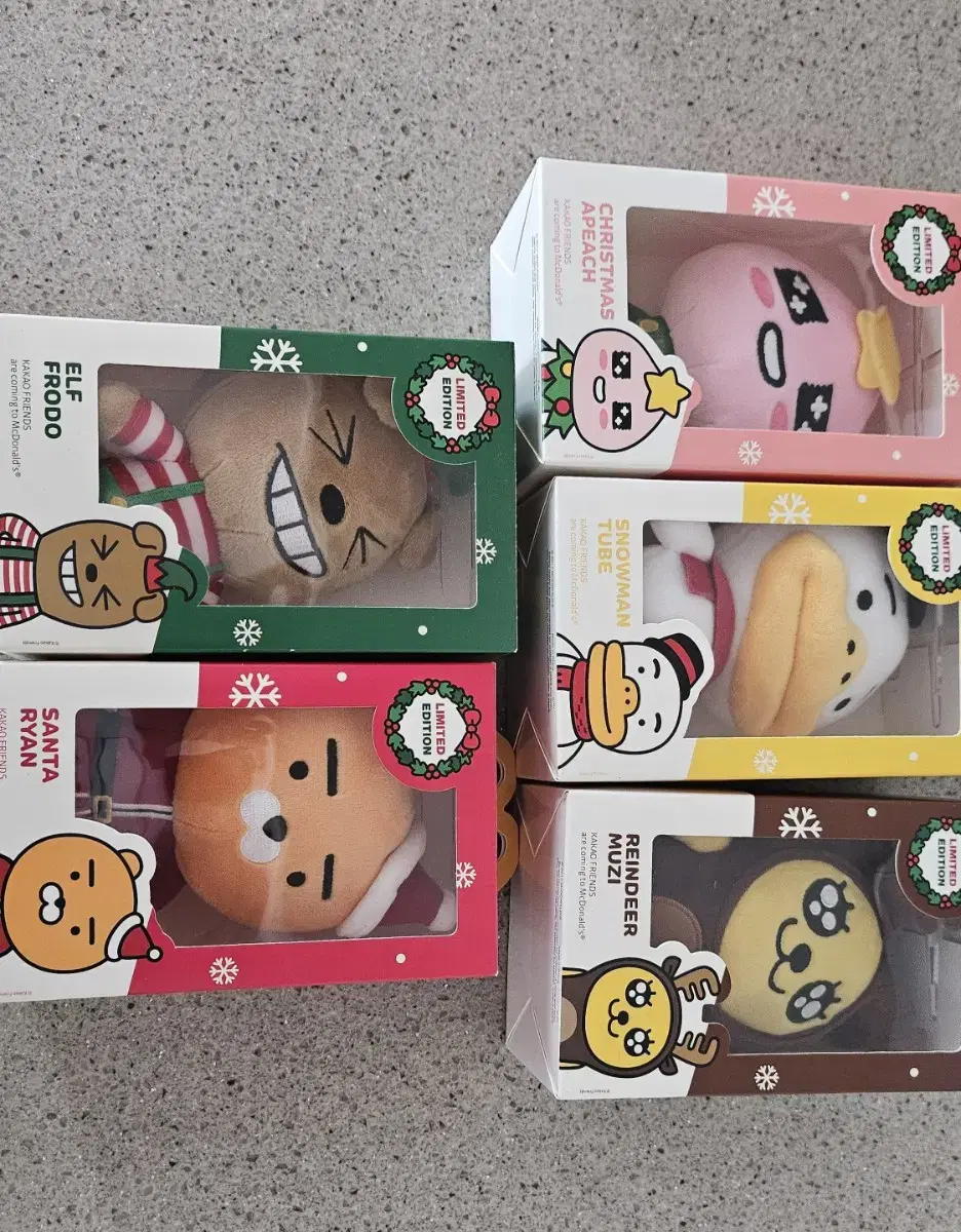 McDonald's Kakao Friends limited edition Christmas Edition doll Set of 5