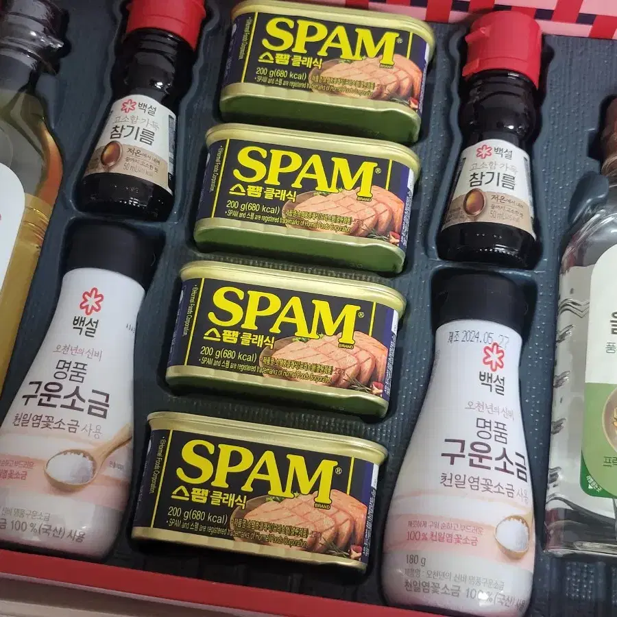 카놀라유 참기름 소금 스팸 올리고당 선물 세트