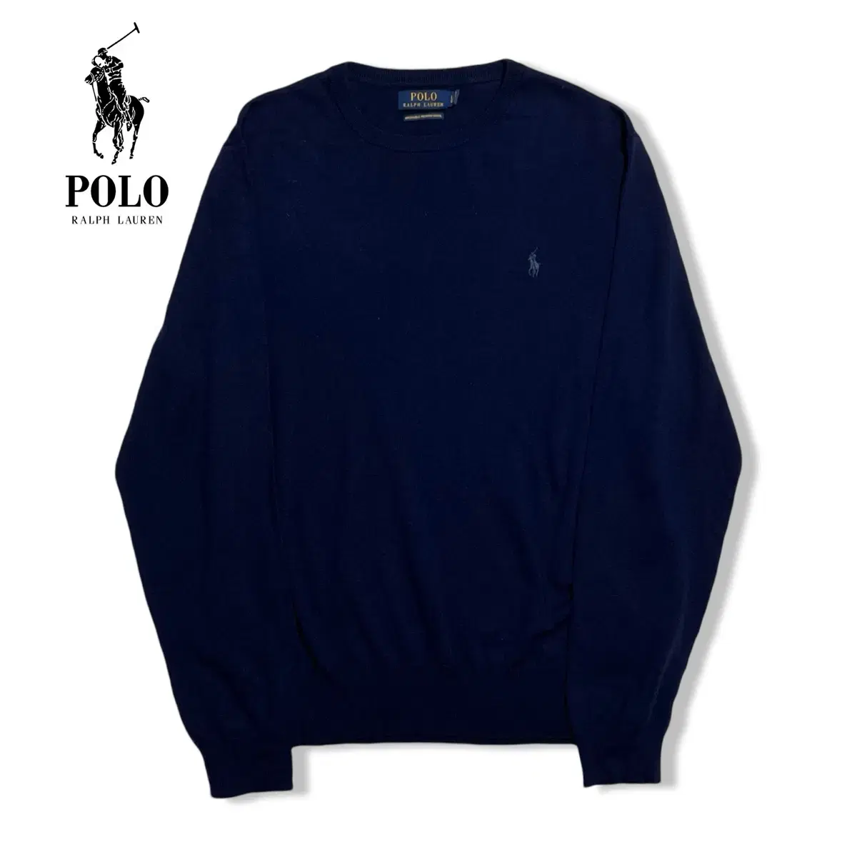 L Polo Ralph Lauren Navy Washable Merino Wool Knit