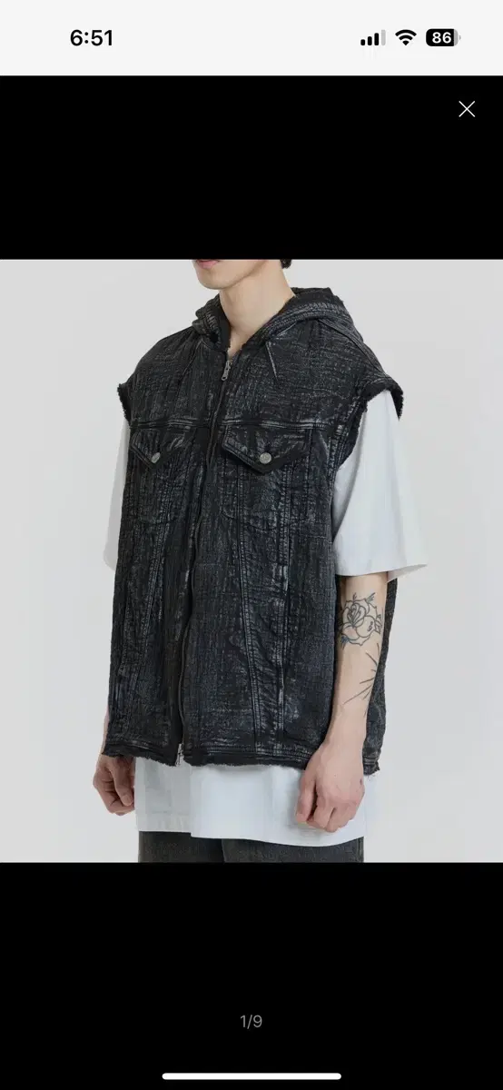 본바트 Dirty Linen Hood Vest (Black)