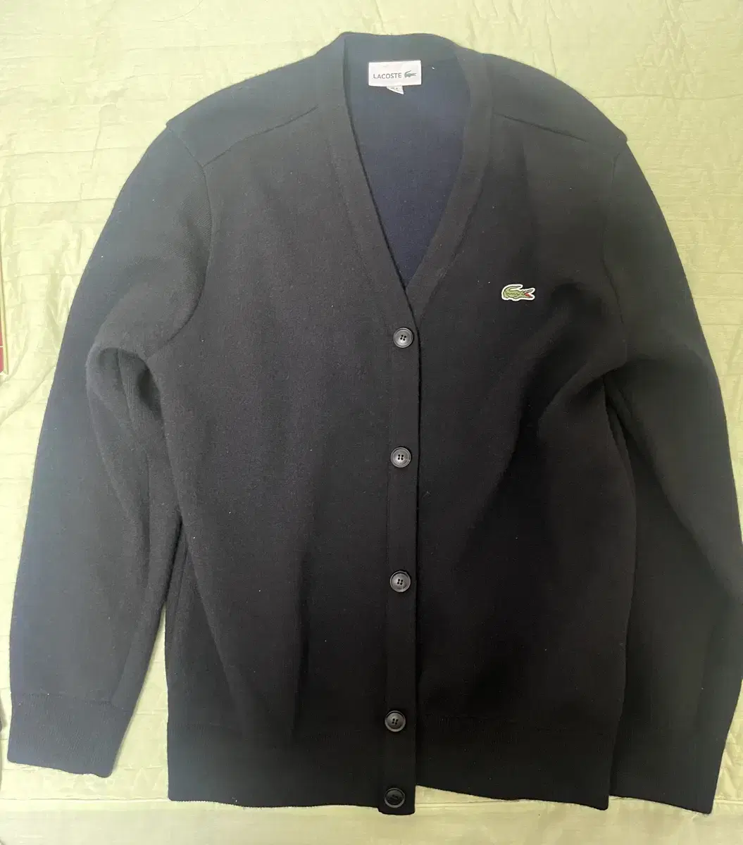 Lacoste Basic V-neck wool cardigan black size 4 for sale.