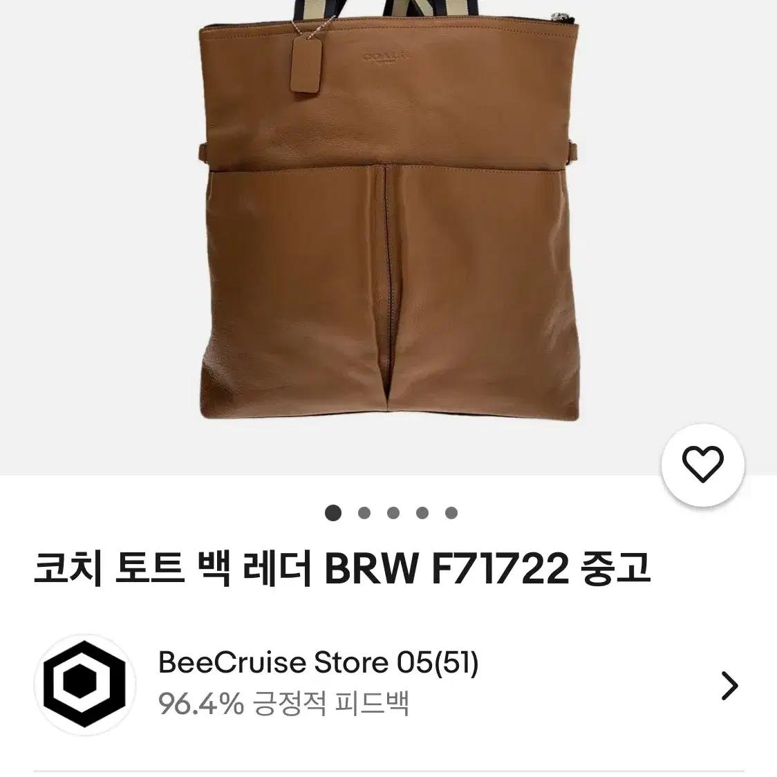 COACH calf leather  Foldover Tote Bag