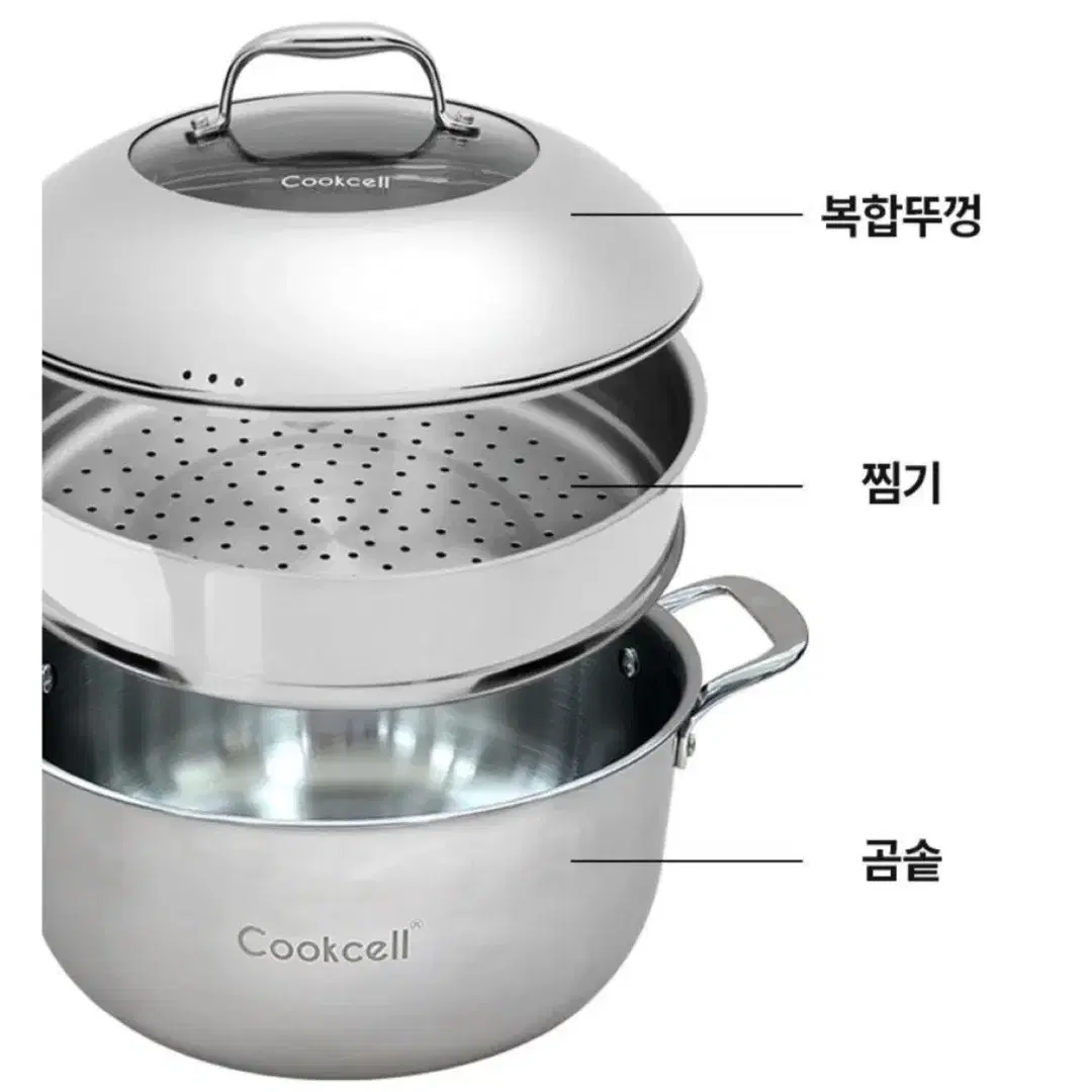 (새상품)쿡셀 9L 대용량 곰솥및 찜기(총3종)