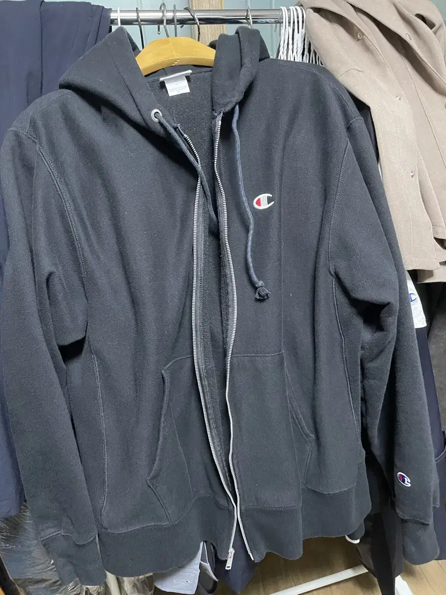 Champion reverse weave hooded zip-up lining brushed size XL