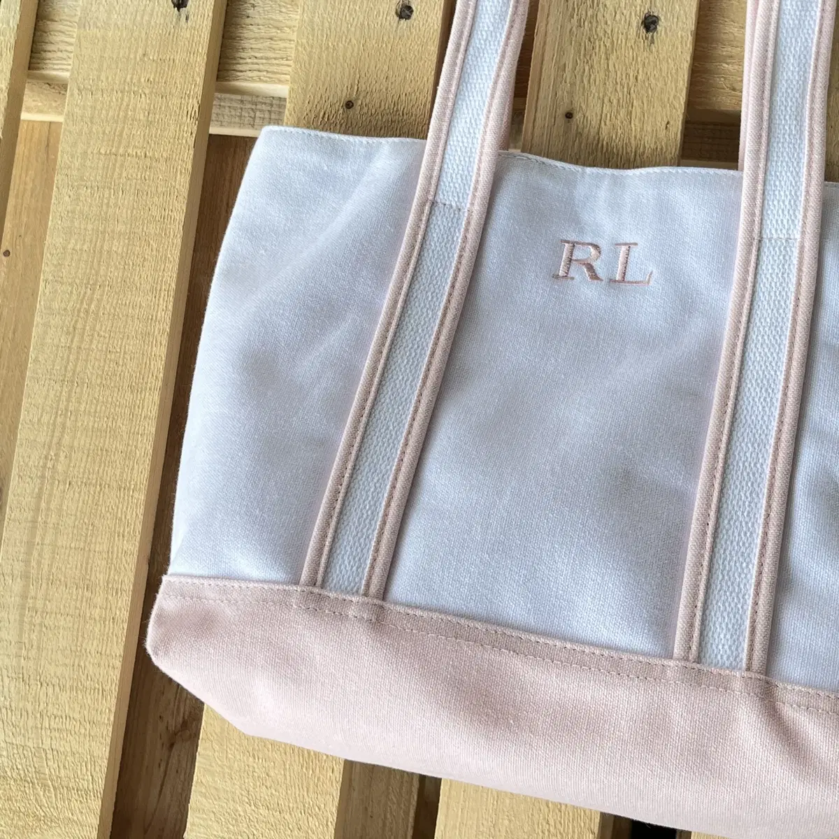 POLO RALPH LAUREN  "RL" logo Canvas tote