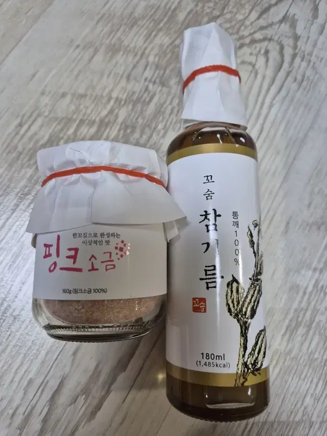 저온압착  국내산  참기름180ml+핑크소금160g