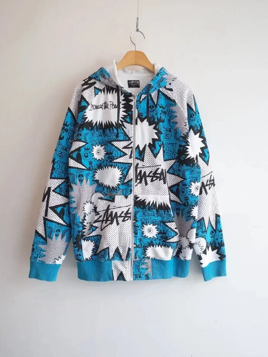 Stussy Cartoon Graphic Hoodie Zip Up L