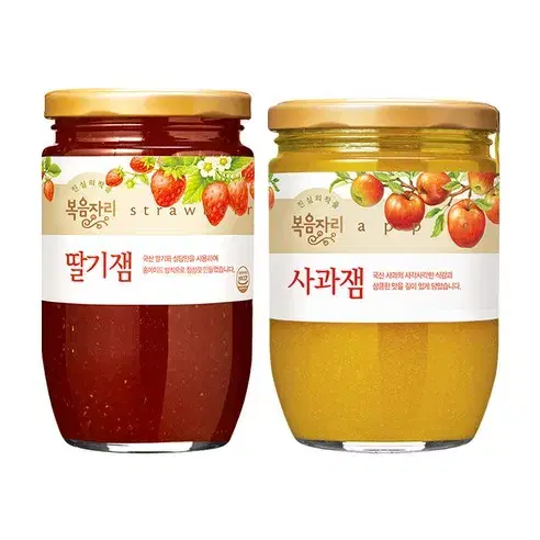 무료배송-복음자리 딸기잼 500g+사과잼 620g 딸기쨈/사과쨈