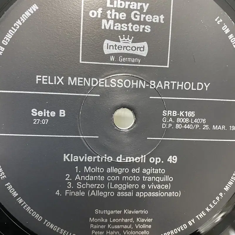 FELIX MENDELSSOHN LP / AA5342