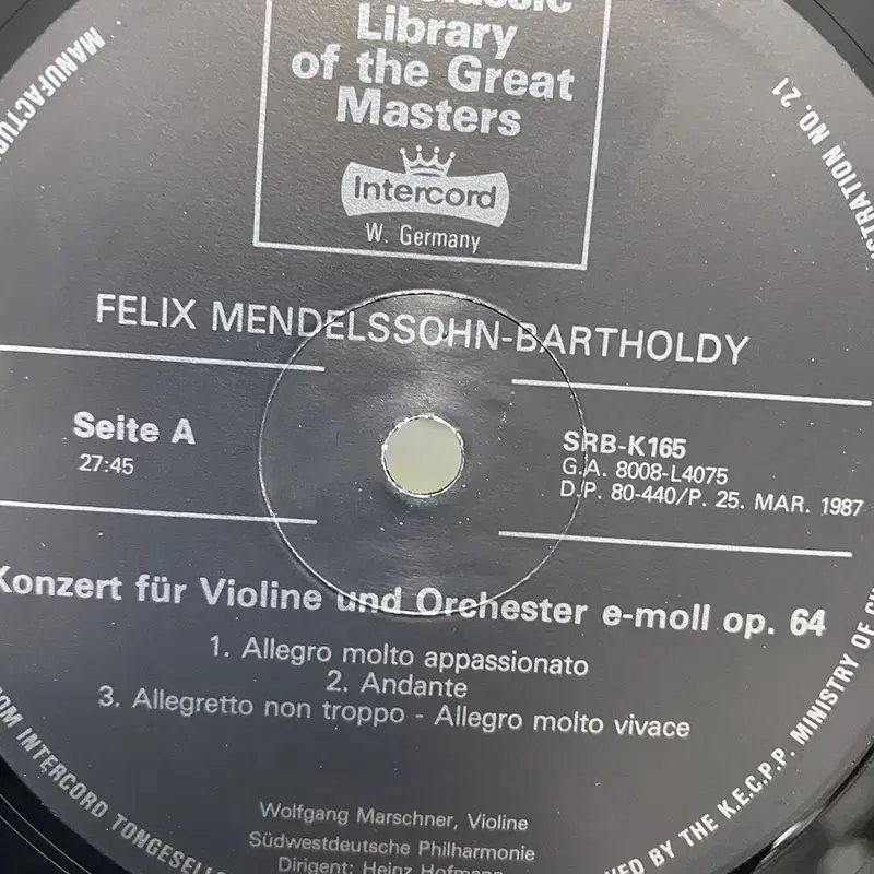 FELIX MENDELSSOHN LP / AA5342