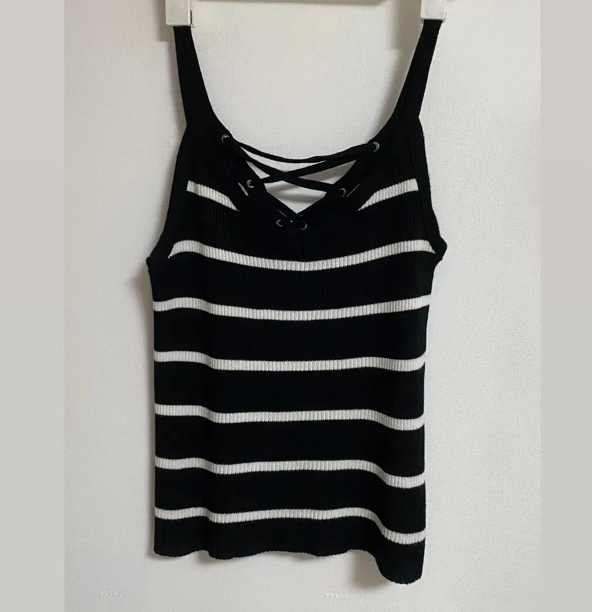 Women's black striped sleeveless top