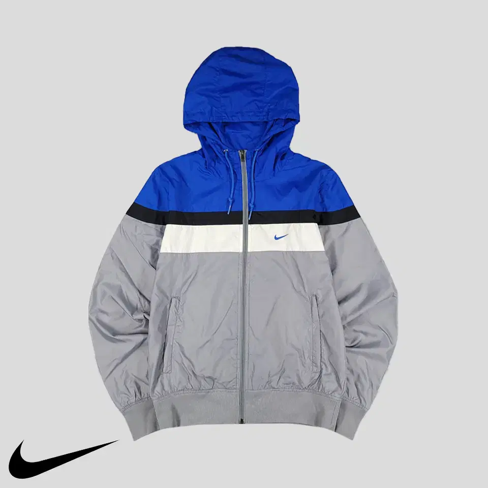 Nike 00s bloo Gray colorway swoosh embroidered woven poly hooded windbreaker M